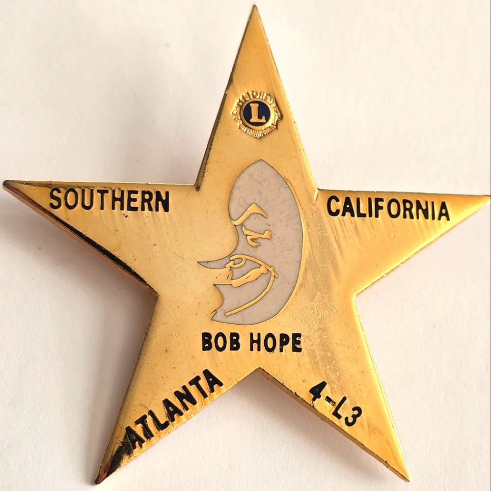 Vintage Bob Hope pin Lions Club brooch gold star
